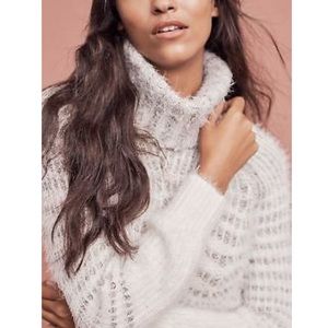 Anthropologie Sleeping on Snow Eyelash Turtleneck Sweater Dress Small Petite